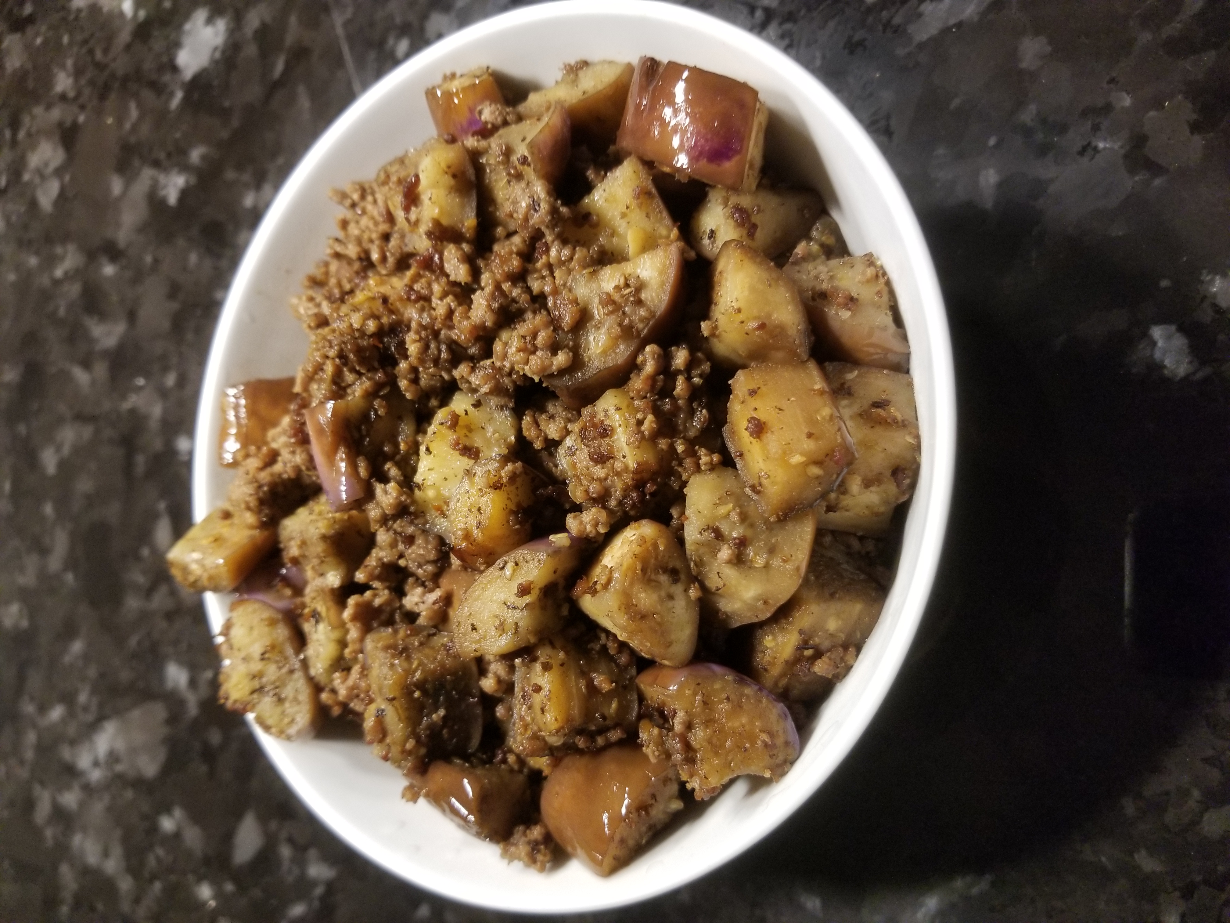 Savory Eggplant and Ground Beef Stir-Fry