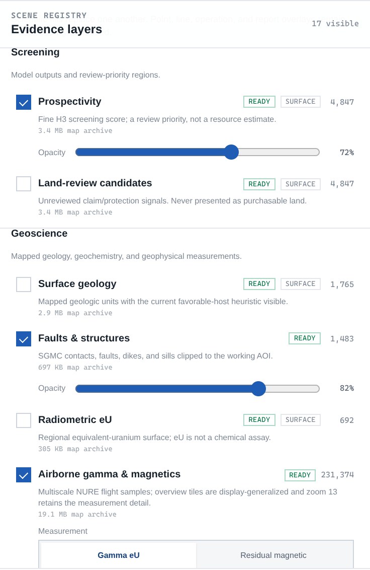 The evidence layer registry: every layer carries its readiness state, feature count, and its specific limitation text.